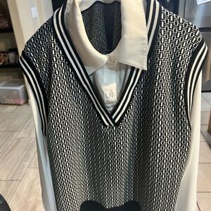 Adrianna Papell Black and White Blouse